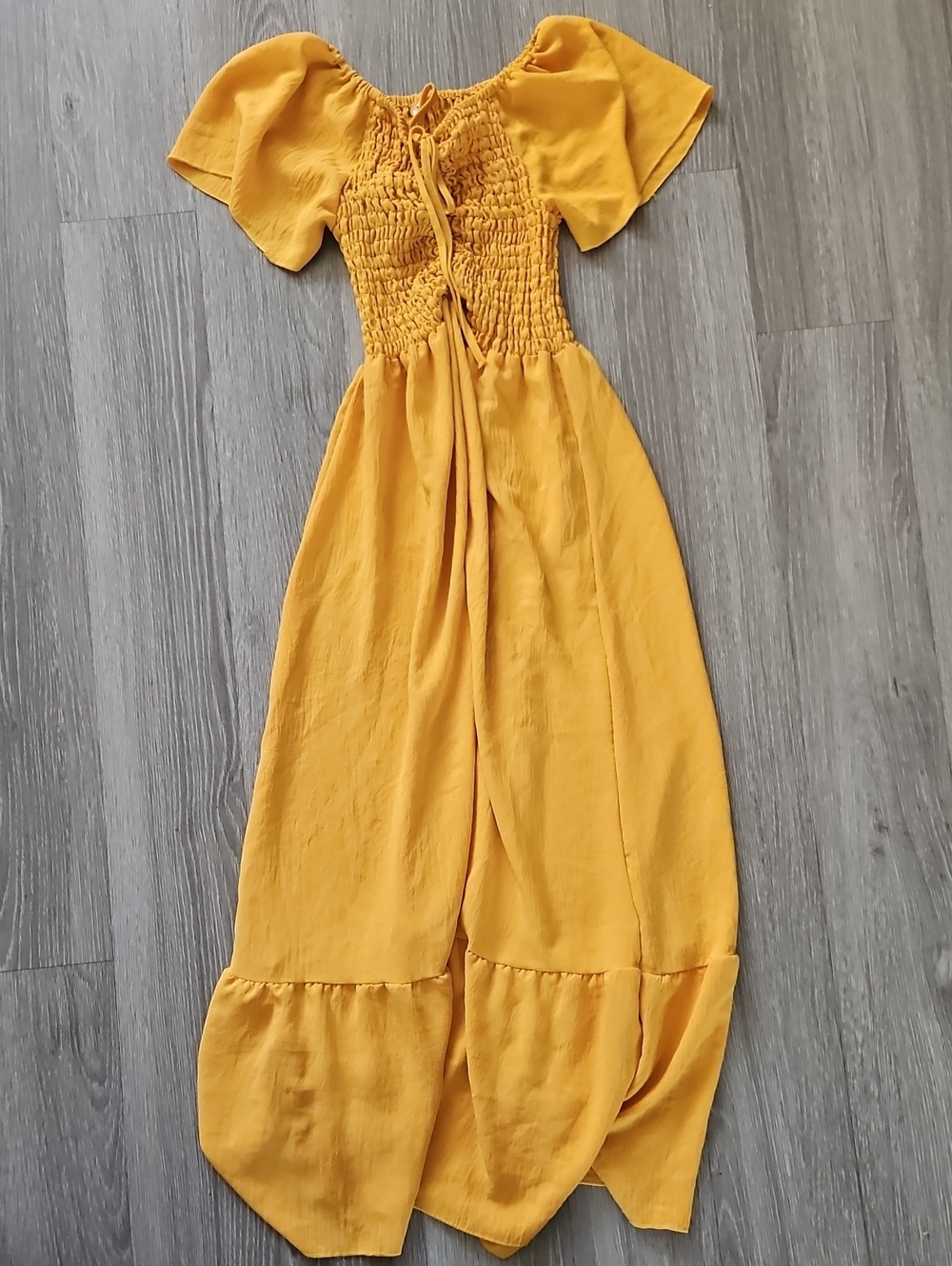 Girls' Mustard Yellow Smocked Dress